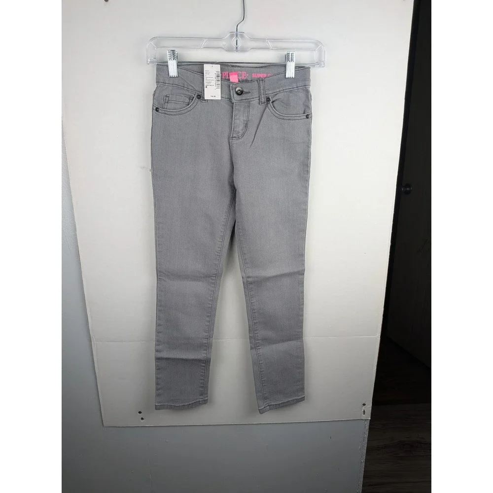 Childrens Place Girls Super Skinny Jeans Grey Adjustable Waist Size 8 NWT